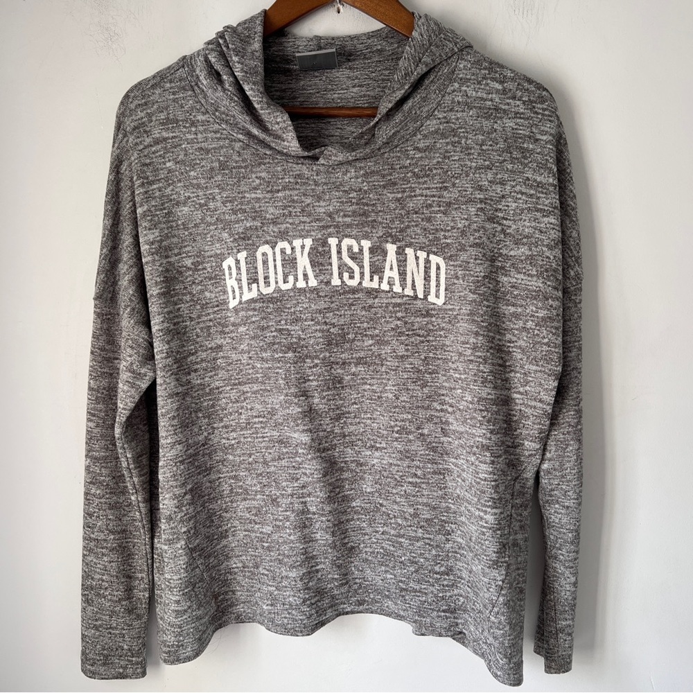 Block Island Pullover Thin Heather Grey Hood Womens Size Small